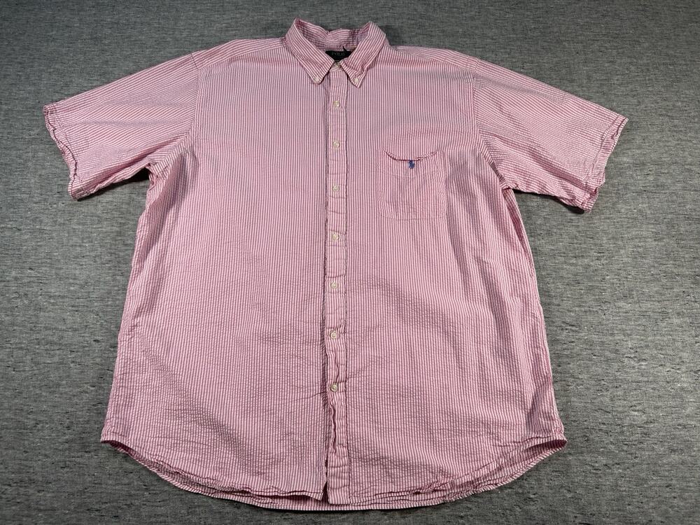 Polo Ralph Lauren Guaranteed to Wrinkle Shirt Mens XXL Tall Pink White Stripes